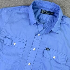 Polo Ralph Lauren SS Military Cotton Shirt SS Mens Large Pockets RL Badge Preppy